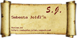 Sebesta Jolán névjegykártya